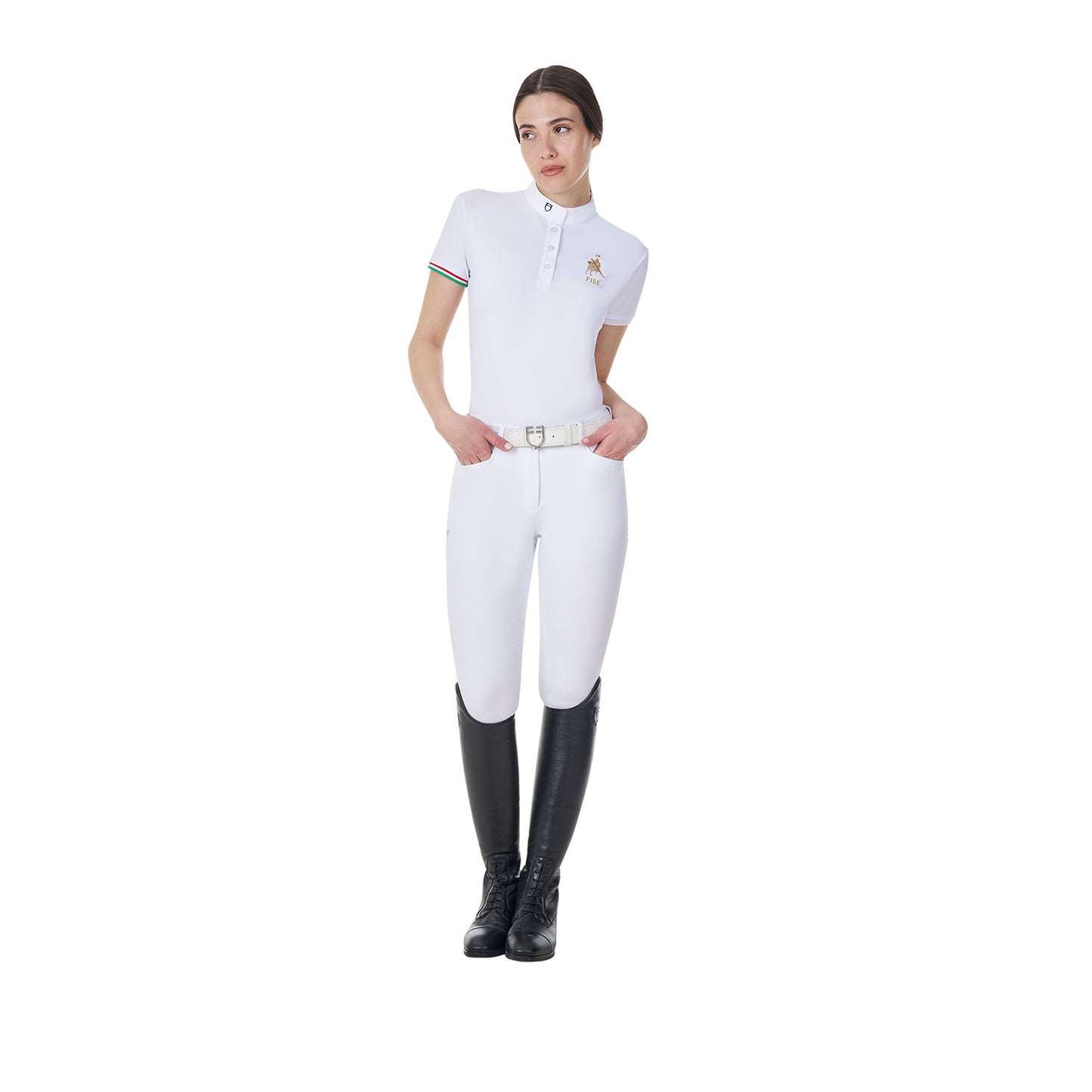 Pantalones de hombre full grip Equestro X FISE - Blanco