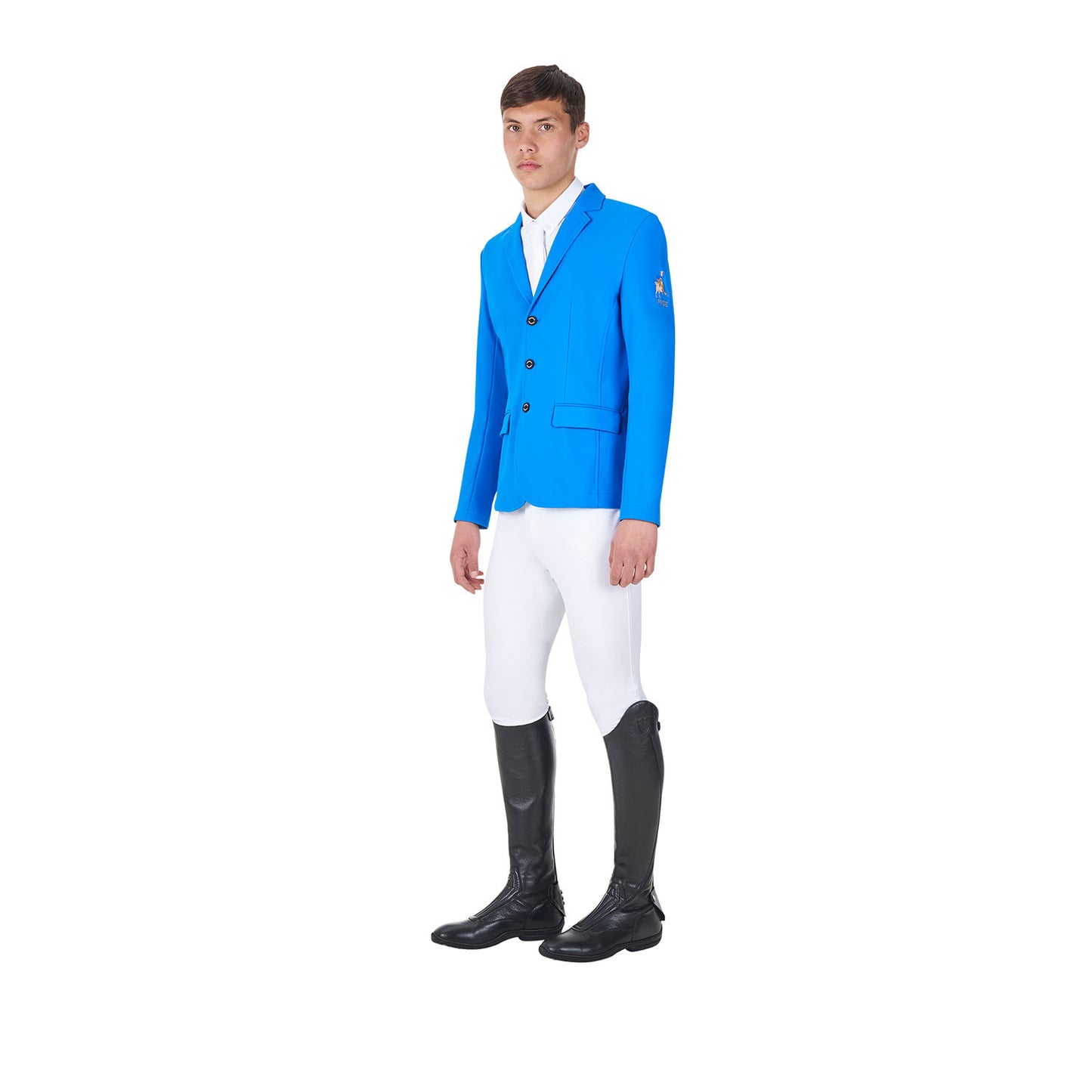 Chaqueta de hombre de concurso tres botones Equestro X FISE - Azzurro Savoia