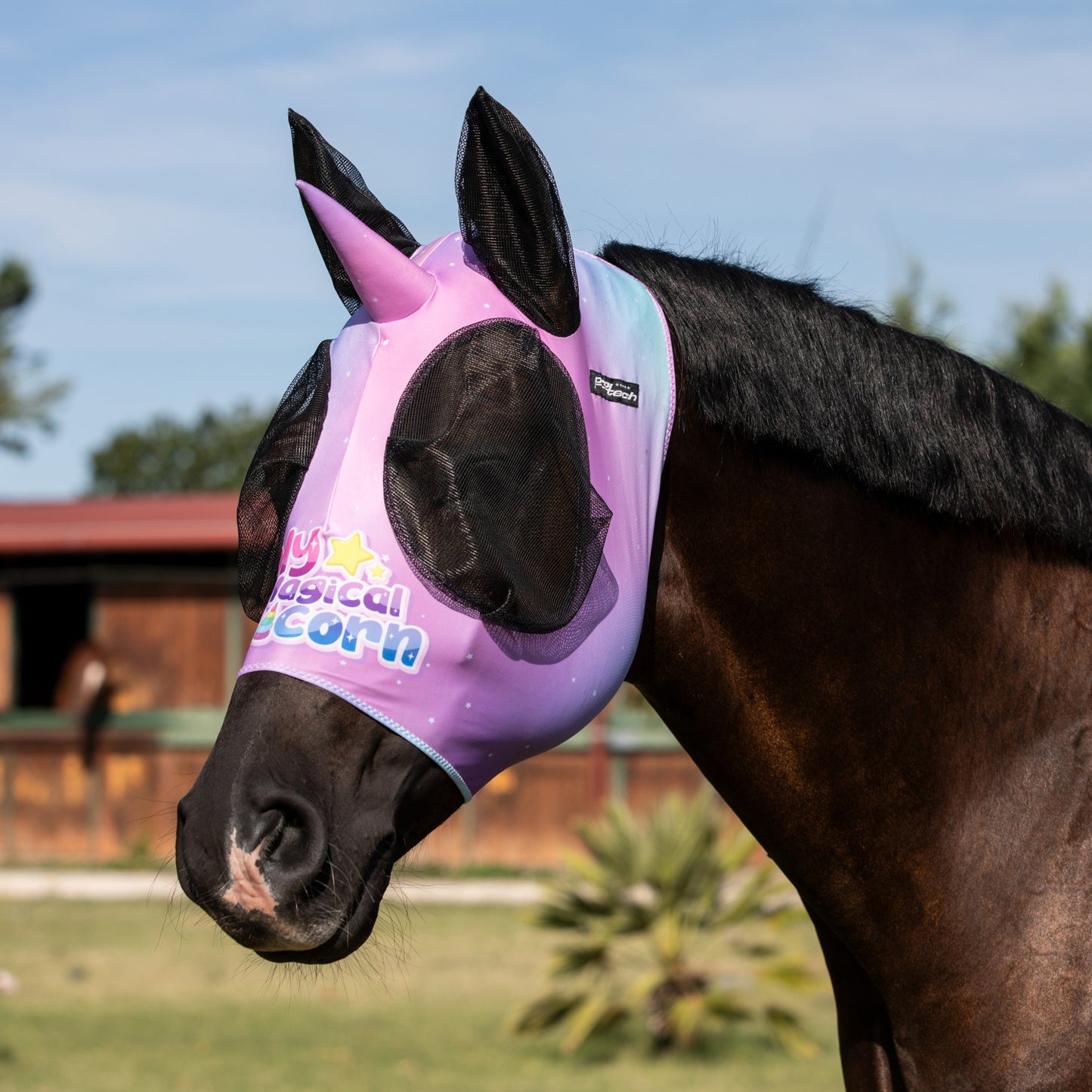 Máscara antimoscas con red cubreorejas unicornio Pro-Tech - My Magical Unicorn