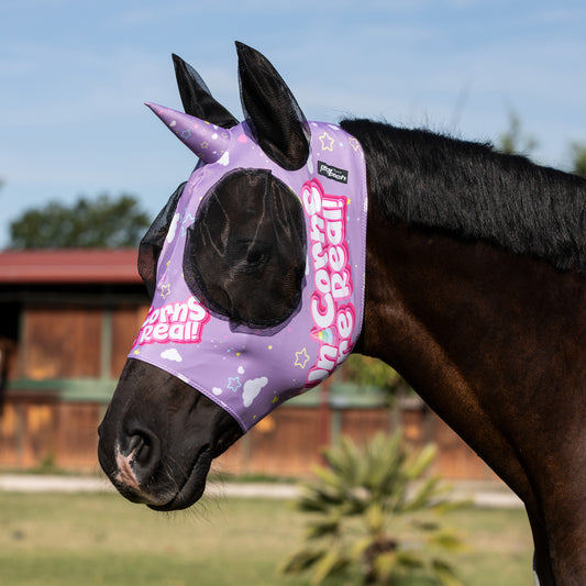 Máscara antimoscas con red cubreorejas unicornio Pro-Tech - Unicorns Are Real