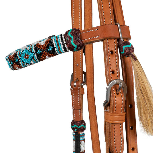 Cabezada western con perlas navajo Pool's - Chestnut