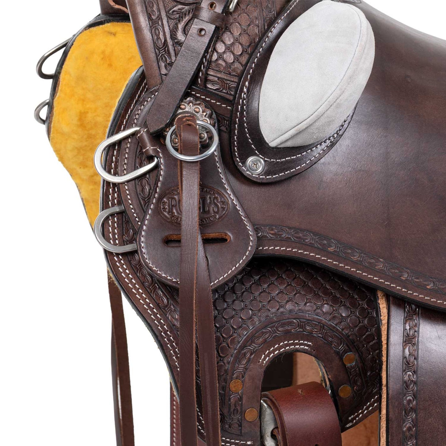 Silla wade western desert stallion con cincha trasera y protector de cuchillo Pool's - Marrón oscuro