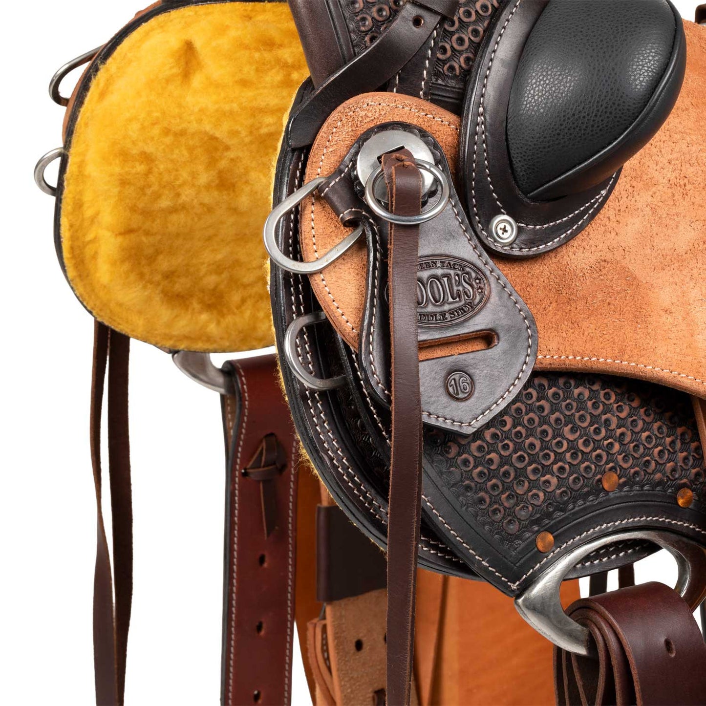 Silla Wade western dusty con cinchuelo trasero Pool's - Dark Brown/Natural