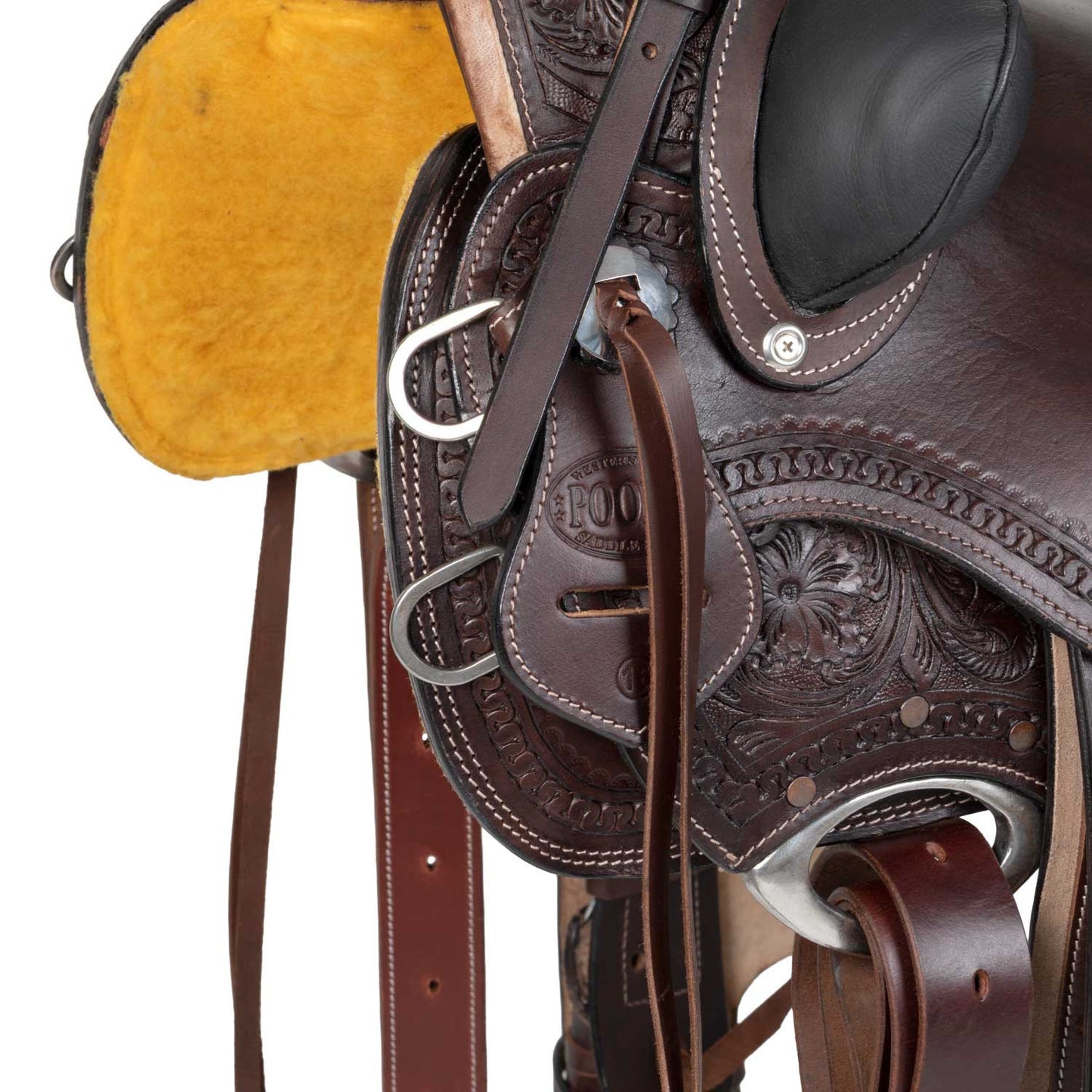 Silla western wade ranch flower tooling saddle Pool's - Marrón oscuro
