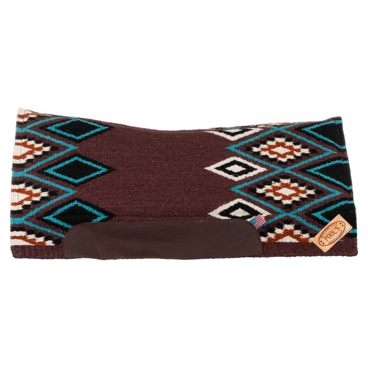 Manta de montar western contorneada con acolchado de lana Pool's - Wine/Turquoise