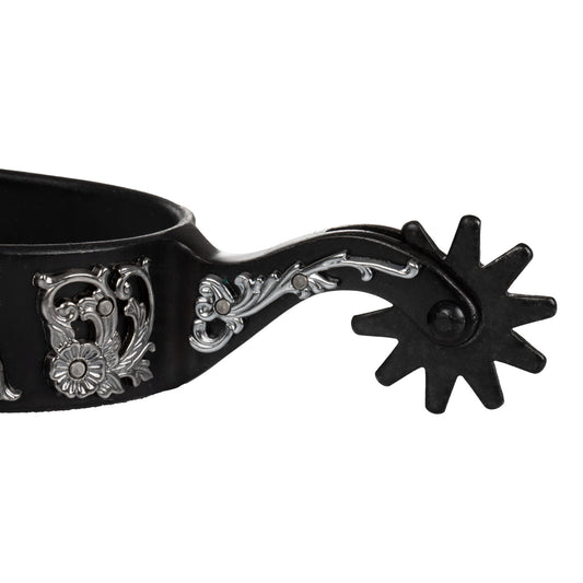Espuelas Western negras con flores de reining Pool's
