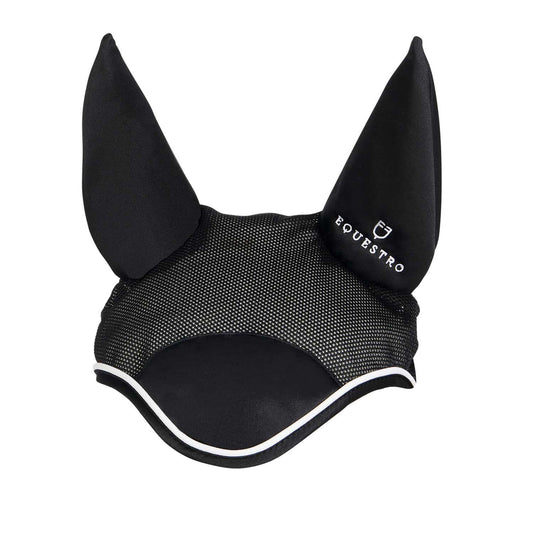 Cofia para caballo de algodón antibacteriano Equestro - Black/Black