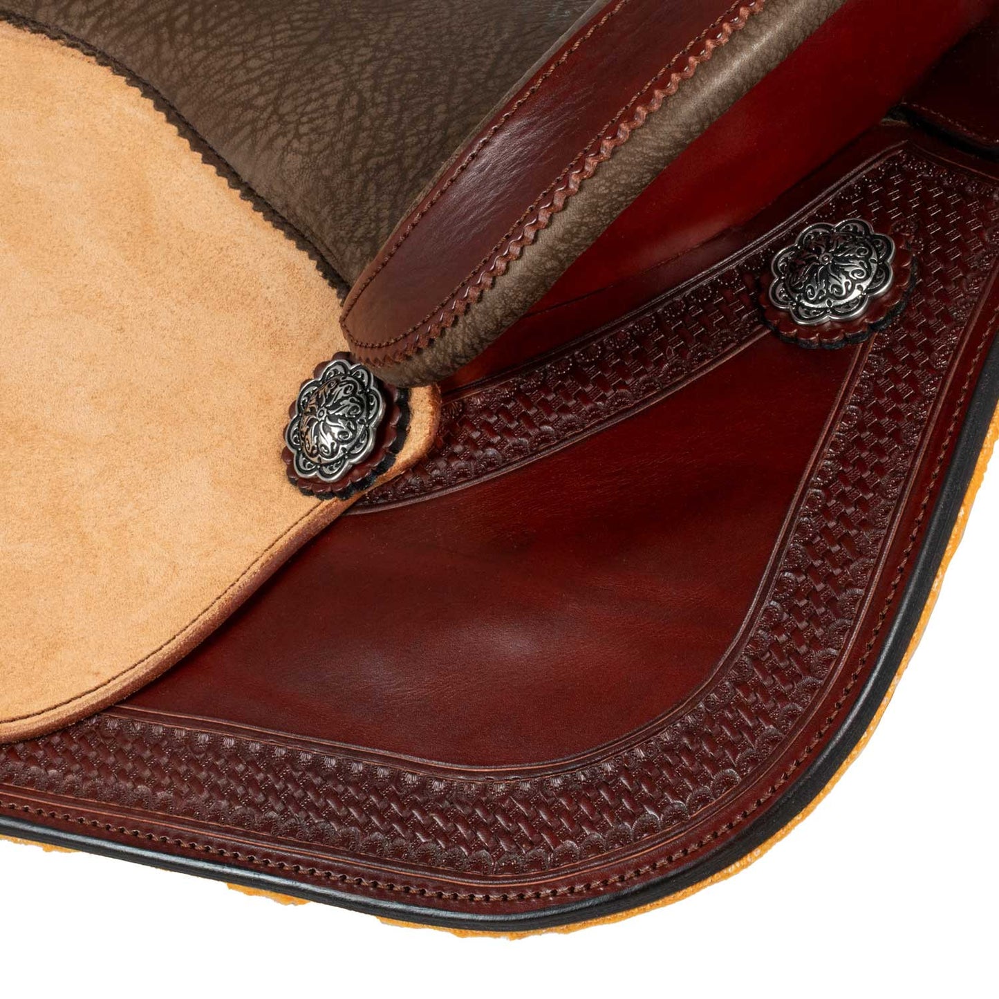 Sella Westwood básica barrel MJ burdeos/reverso borde natural basket tooling - Burgundy / Parana Black-Brown