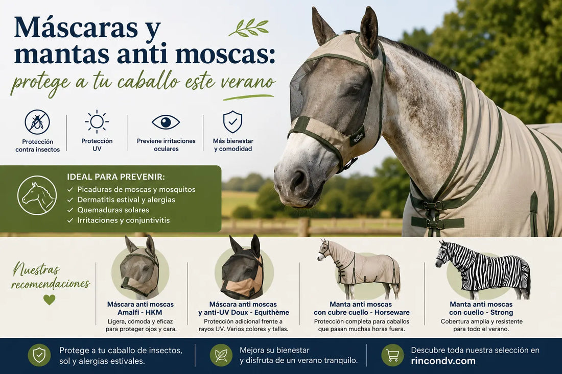 Máscaras y mantas anti moscas para caballos: cómo elegir la mejor protección este verano