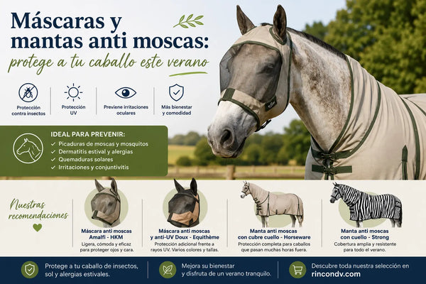 Máscaras y mantas anti moscas para caballos: cómo elegir la mejor protección este verano