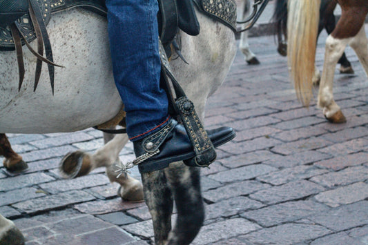 Rider's boot on a horse's stirrup