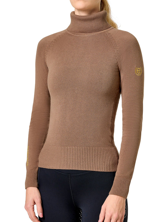 Equestrian Stockholm Knitted Polo Top Champagne para equitación