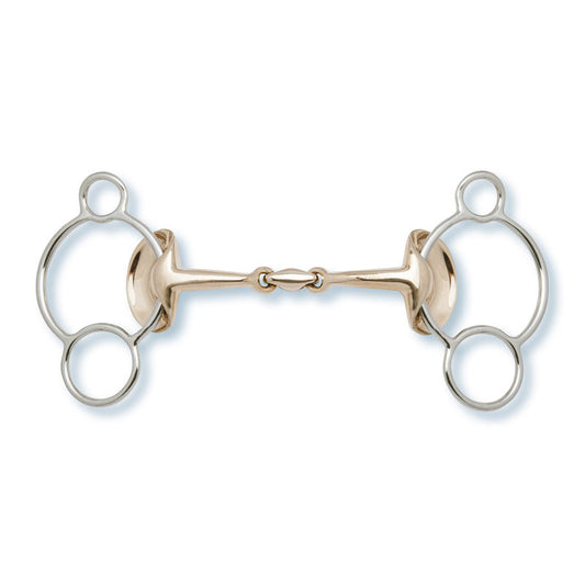 Embocaduras 3-Ring Bits Stübben Golden Wings 3-Ring Gag double broken 14mm para equitación
