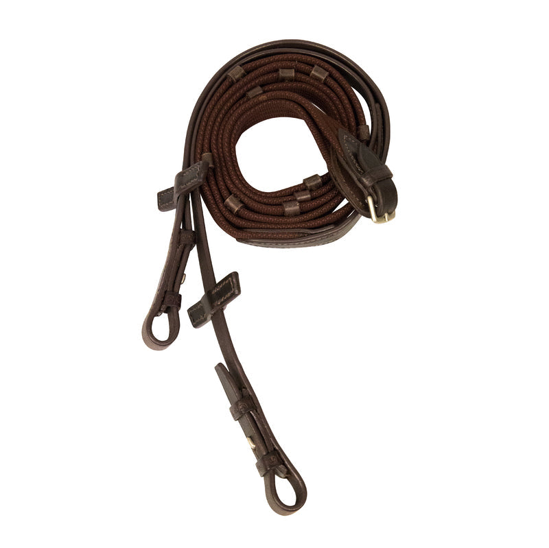 Camiseta técnica Stübben Web reins narrow with 5 leather stops and hooks detalle 2