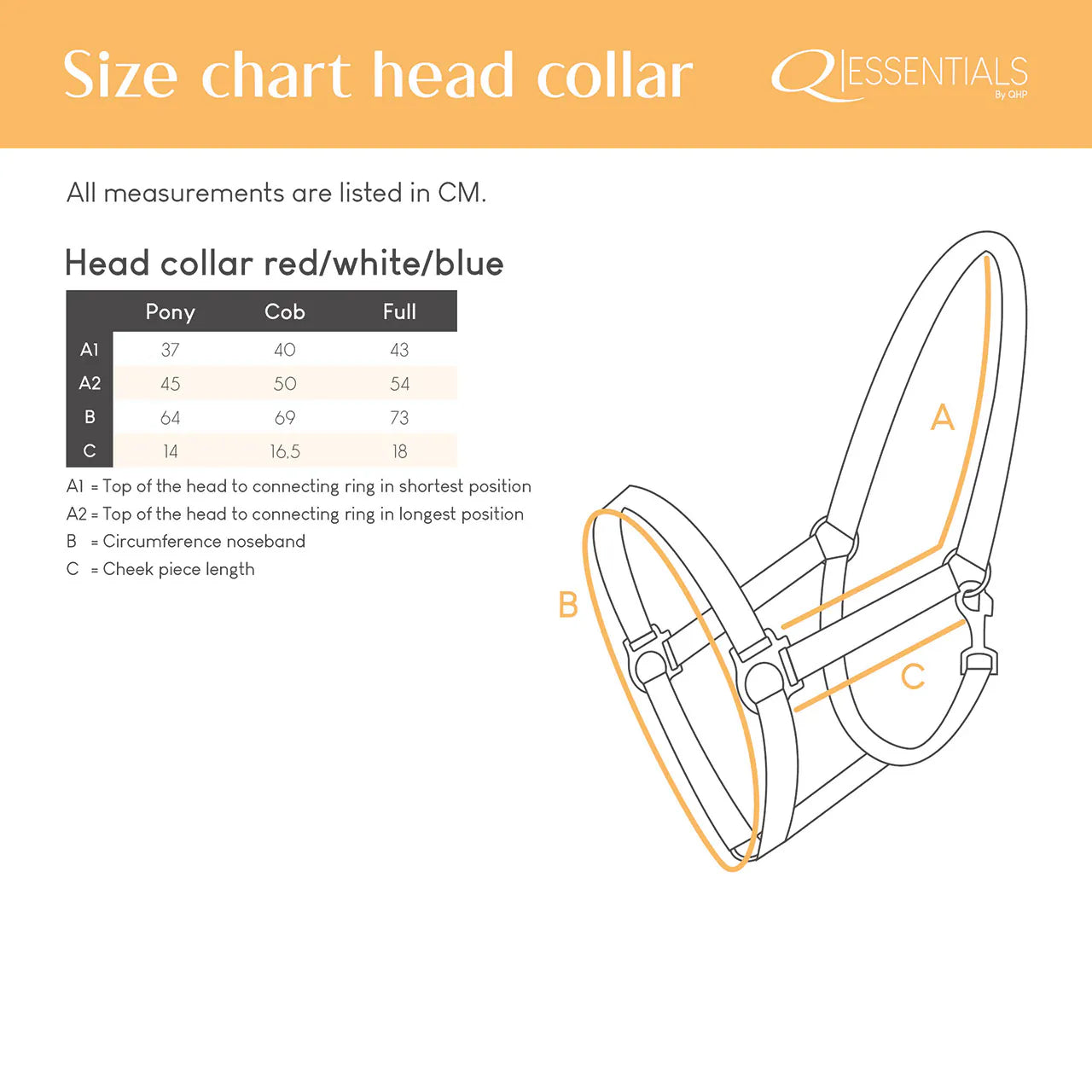 Cabezada de cuadra Head collar Rojo/Blanco/Azul QHP para equitación - vista 6