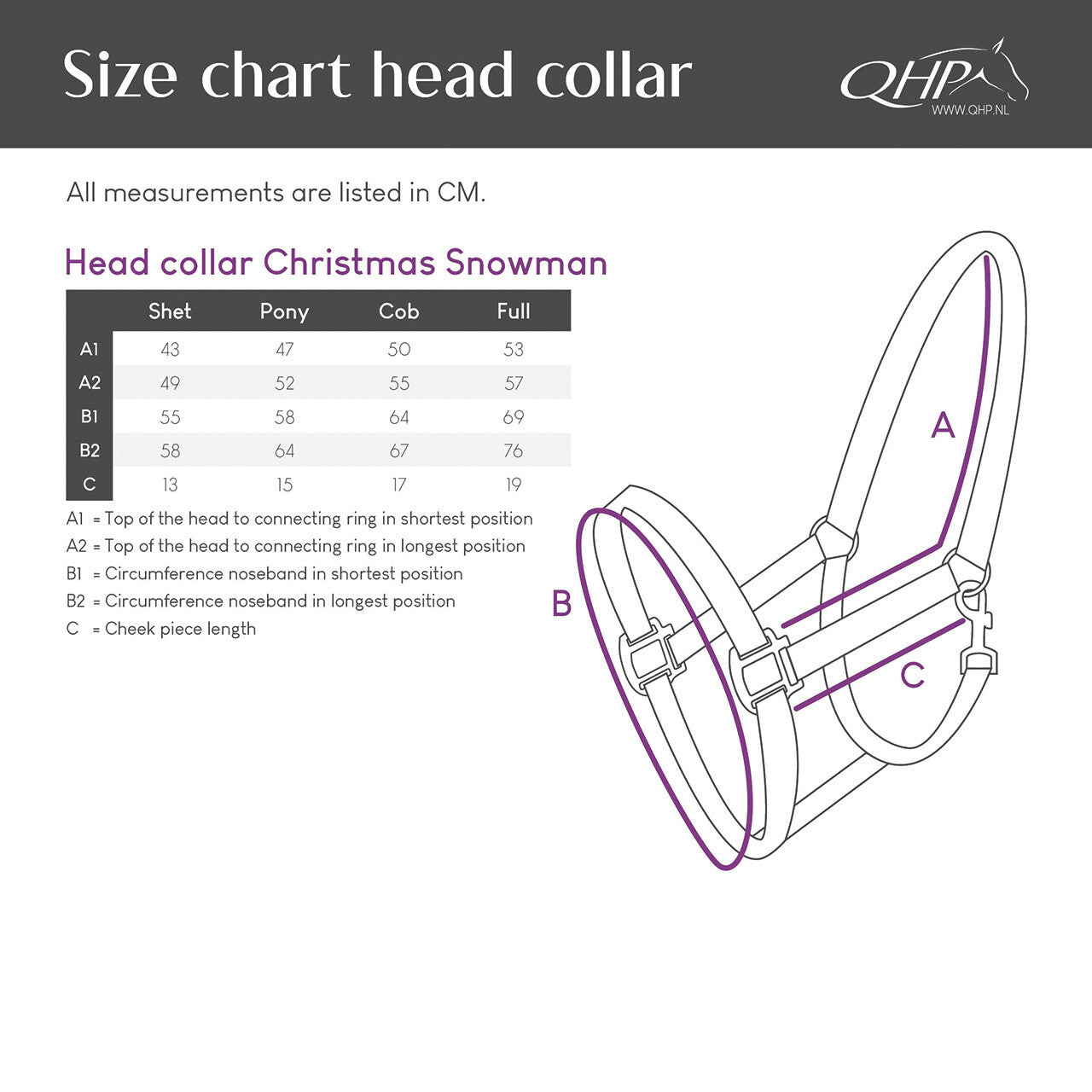 Cabezada de cuadra Head collar Christmas QHP para equitación - vista 3