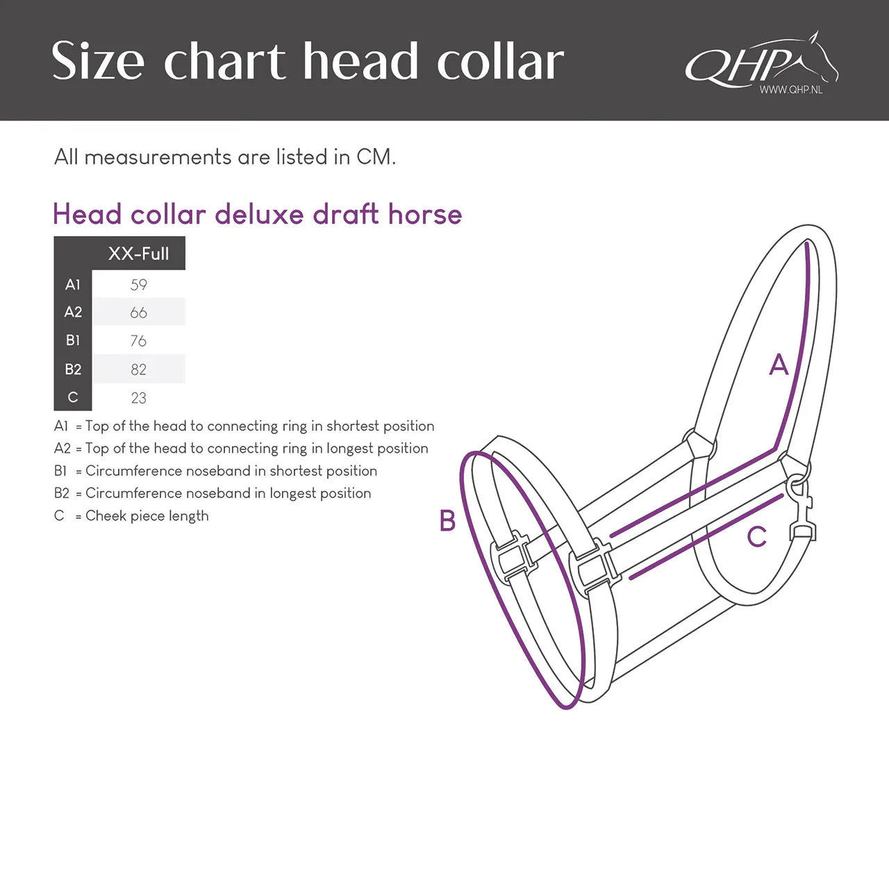 Cabezada de cuadra Head collar Deluxe draft caballo QHP para equitación - vista 6