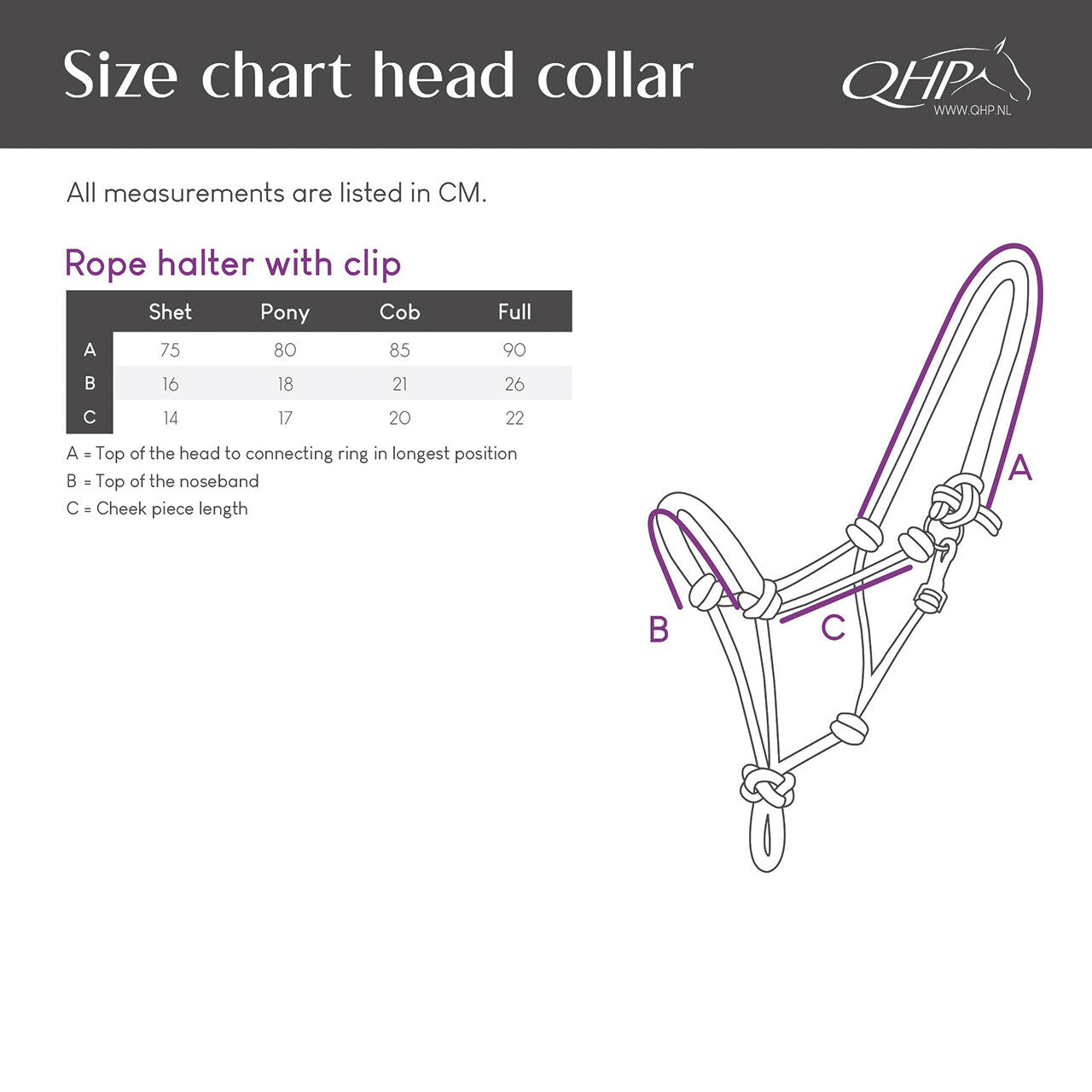 Cabezada de cuadra Rope halter con clip QHP para equitación - vista 9