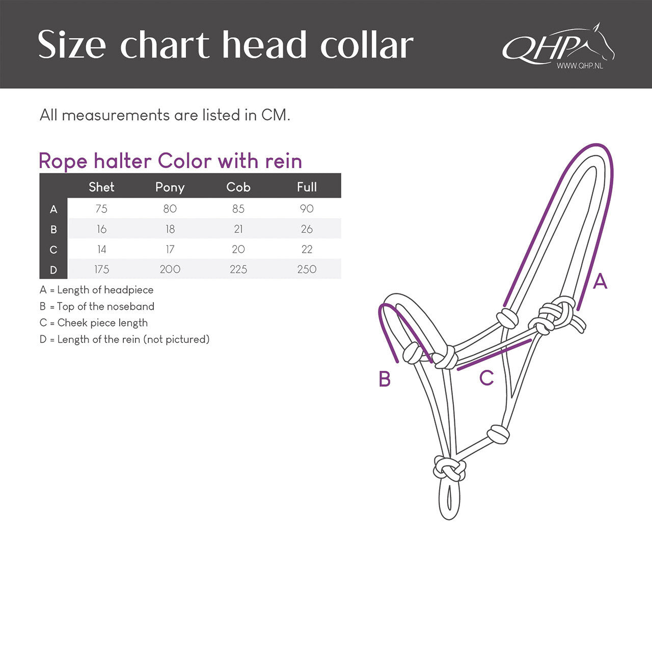 Cabezada de cuadra Rope halter color con rein QHP para equitación - vista 5