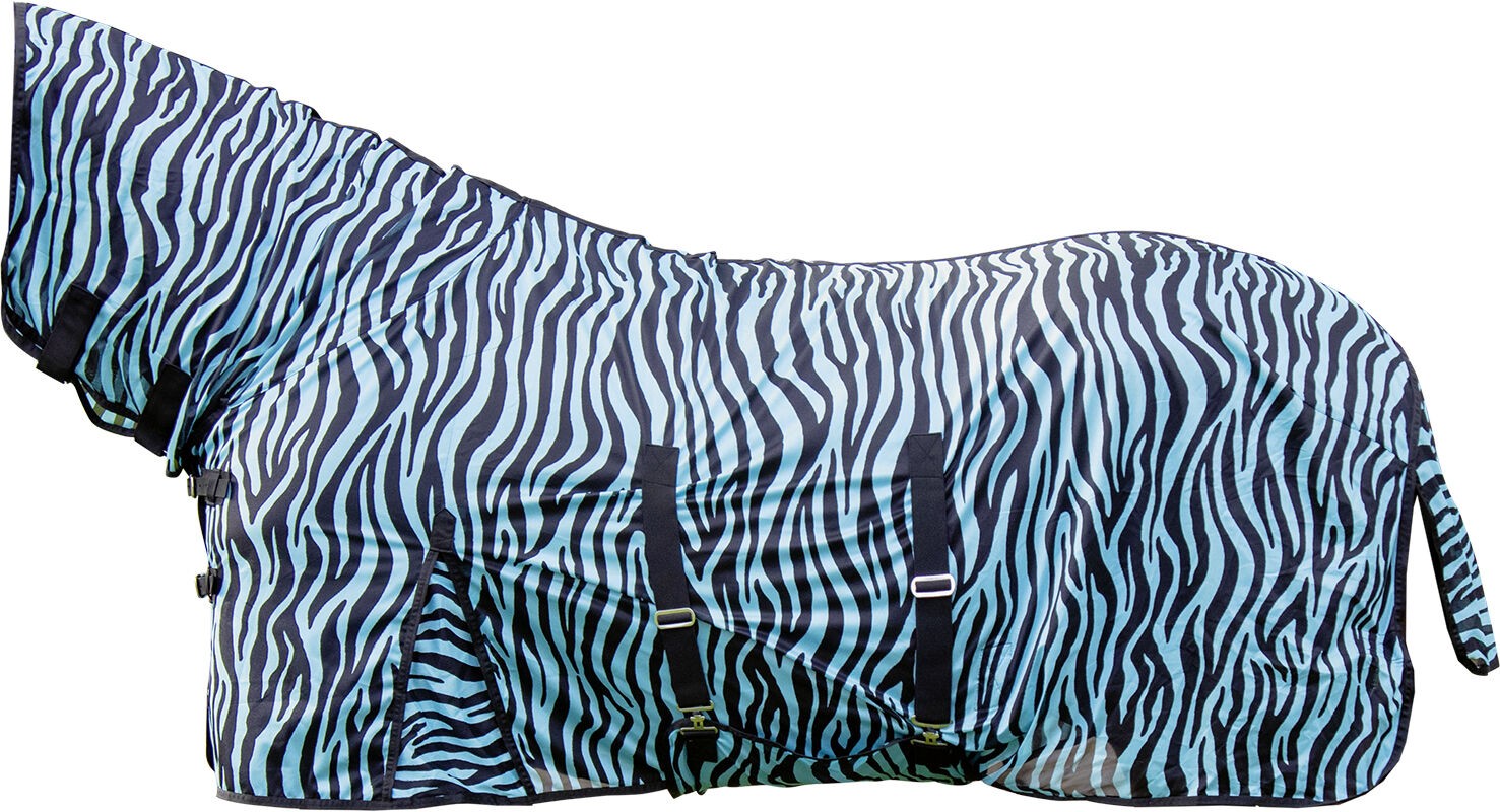 Manta para caballo HKM Combo Fly Rug Zebra Aqua vista principal