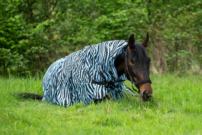 Manta para caballo HKM Combo Fly Rug Zebra Aqua detalle 3