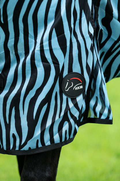 Manta para caballo HKM Combo Fly Rug Zebra Aqua detalle 8