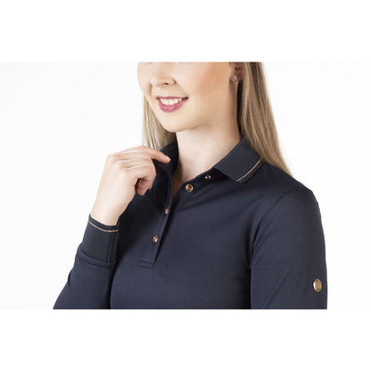 HKM Style Polo Shirt Rosegold Glamour Style Longsleeve para equitación - vista 6