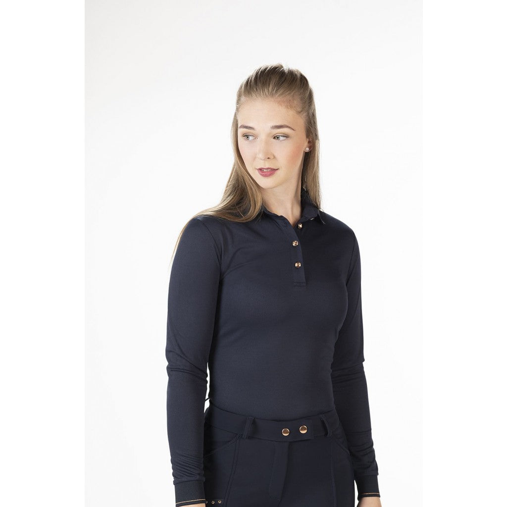 HKM Style Polo Shirt Rosegold Glamour Style Longsleeve para equitación - vista 2