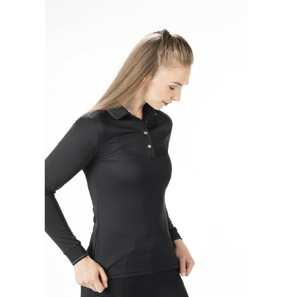 HKM Style Polo Shirt Rosegold Glamour Style Longsleeve para equitación - vista 3