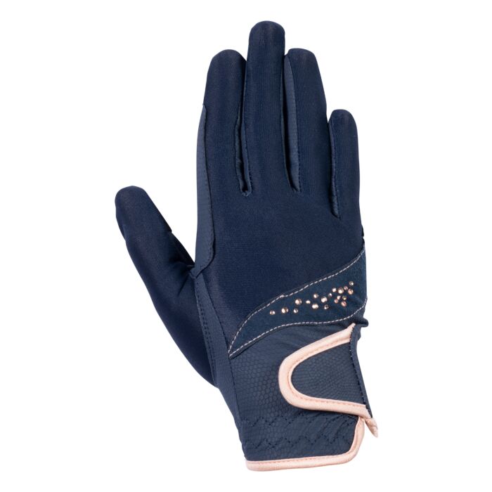 Riding gloves -Rosegold Glamour- Style HKM - deep blue