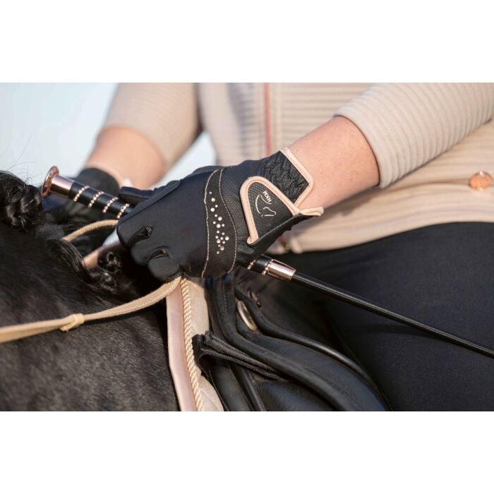 Riding gloves -Rosegold Glamour- Style HKM - black