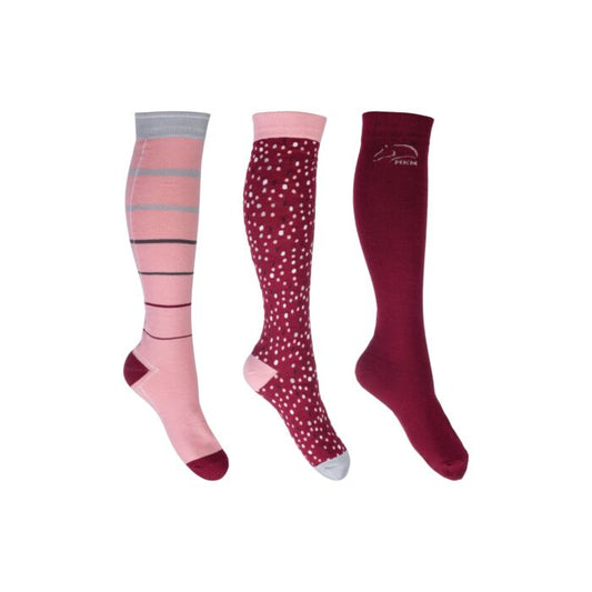 Calcetines -Miami- set 3 pares - Colores Rojo, Negro HKM para equitación
