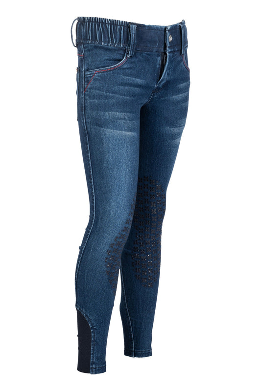 Pantalones de montar -Aymee Denim- rodil. silicona - Adulto HKM para equitación