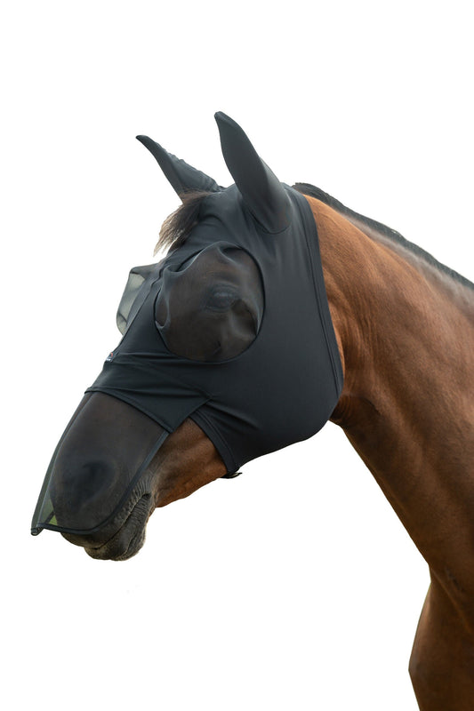 Máscara antimoscas HKM Anti máscara antimoscas Elastic con Nose Protection para equitación