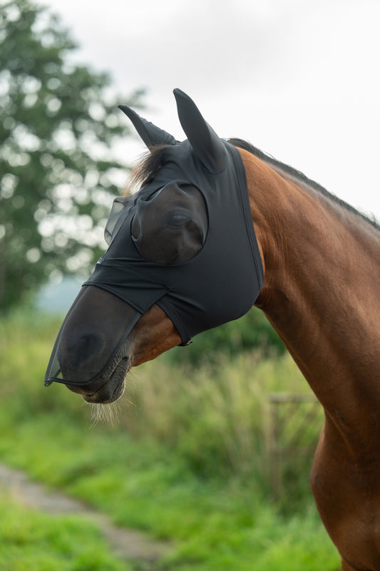 Máscara antimoscas HKM Anti máscara antimoscas Elastic con Nose Protection para equitación - vista 2