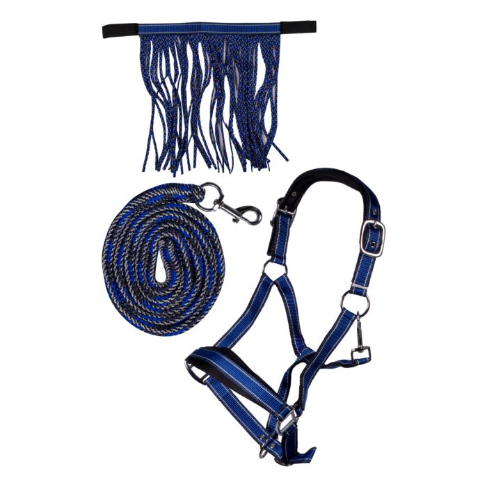 Cabezada set -Lilly- con mosquetón & mosquero HKM azul - imagen de producto HKM