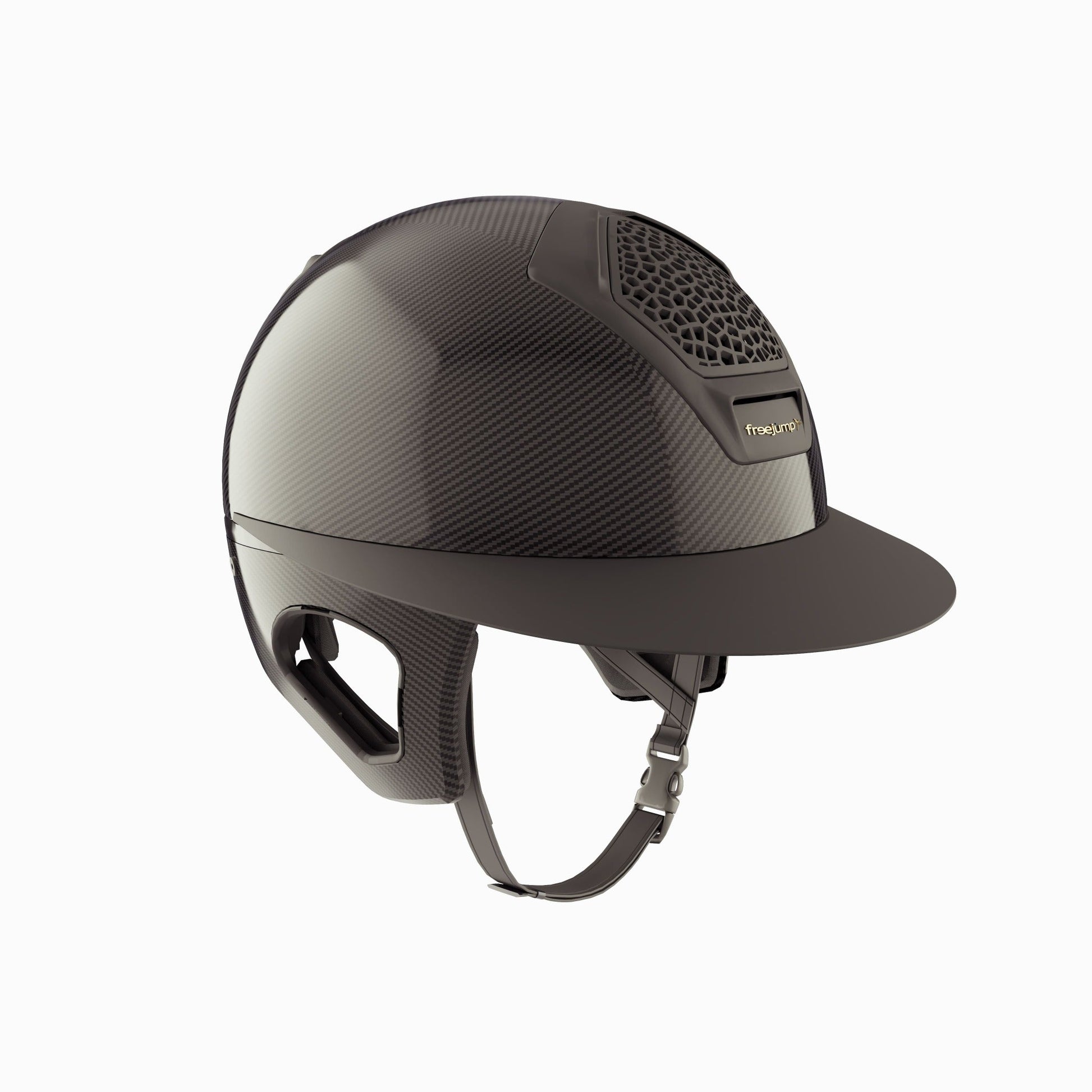 Cascos Helmets Freejump Riding Helmet Carbon Voronoi con Temple Protection Matt para equitación