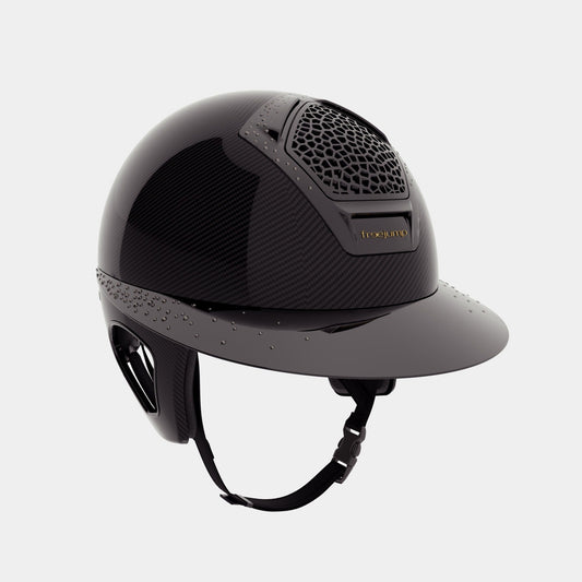 Cascos Helmets Freejump Riding Helmet Carbon Voronoi Precious Crystals con Temple para equitación