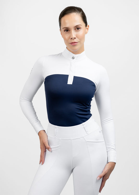 Camisetas Maximilian Equestrian Era manga larga Show Shirt (Navy) para equitación