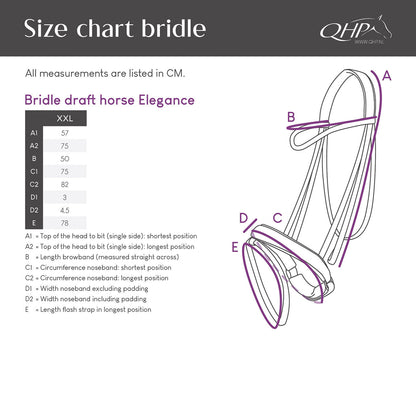 Cabezada inglesa Bridle draft horse Elegance incl. reins QHP para equitación - vista 5