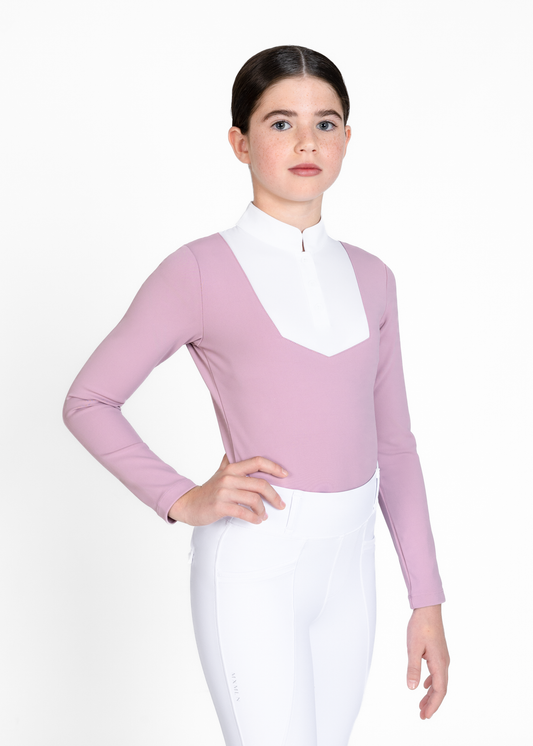 Camisetas Maximilian Equestrian YR Sienna manga larga Show Shirt para equitación