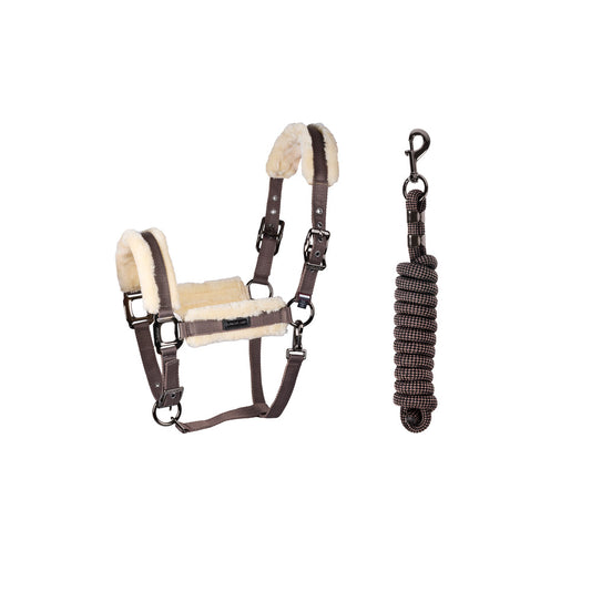 Horsegear Kingsland KLLexie Faux Fur cabezada de cuadra And Rope para equitación