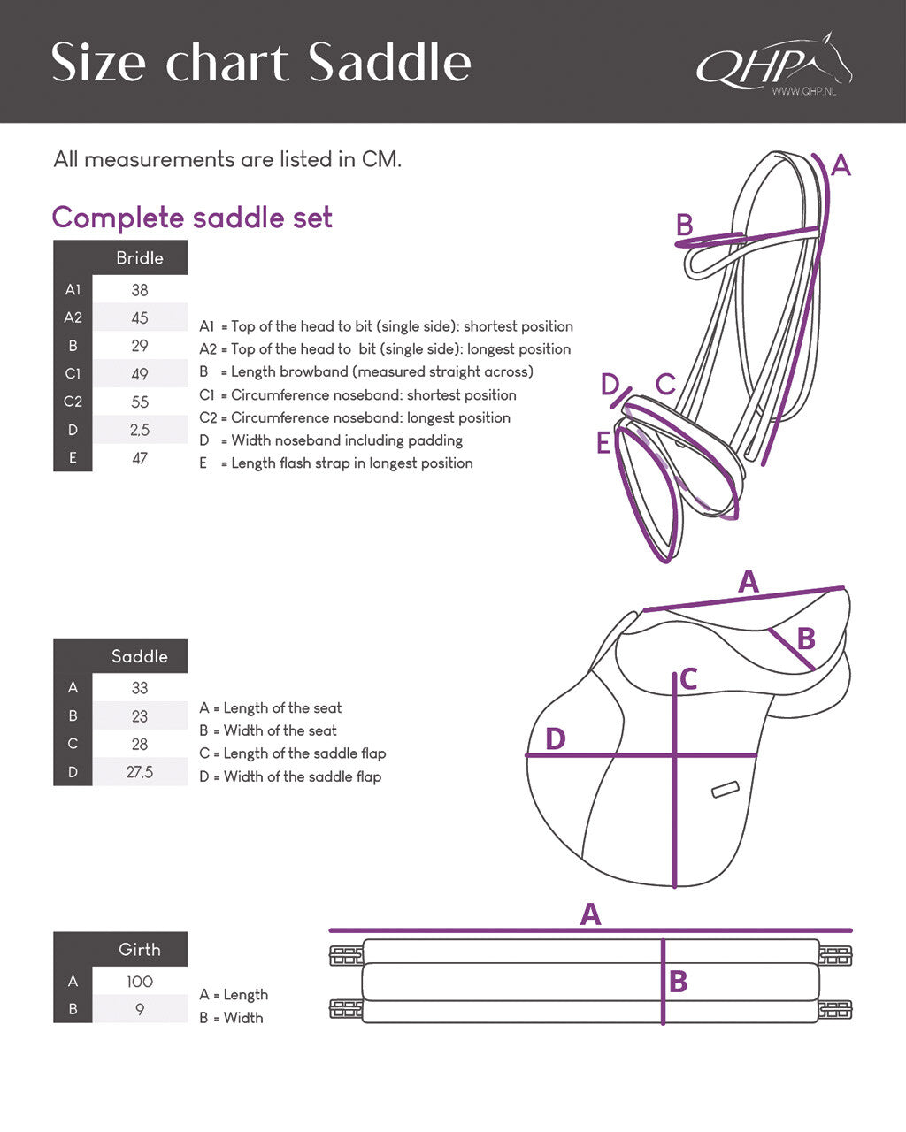 Cabezadas Complete silla set Melbourne QHP para equitación - vista 3