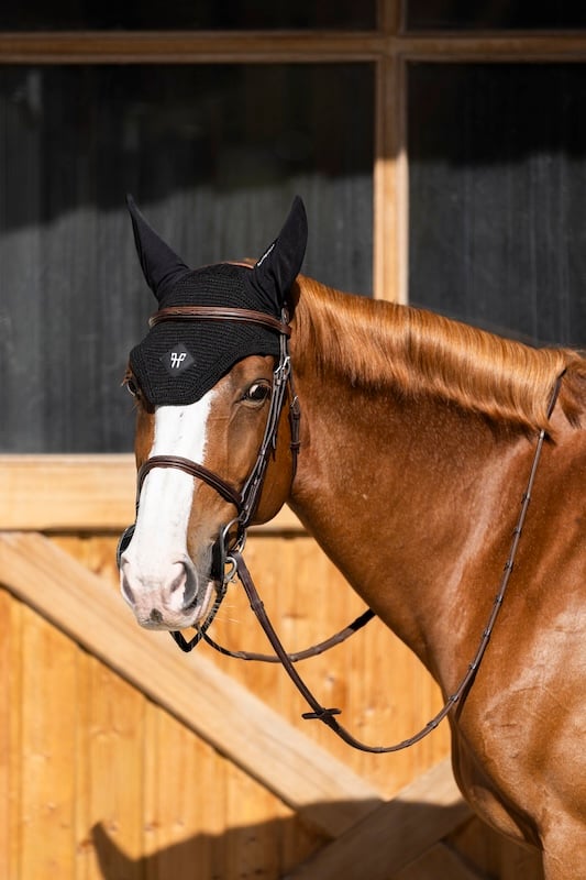 Orejera Noise-Reducing Fly/Ear Bonnet con Removable Ear Lining Horse Pilot para equitación