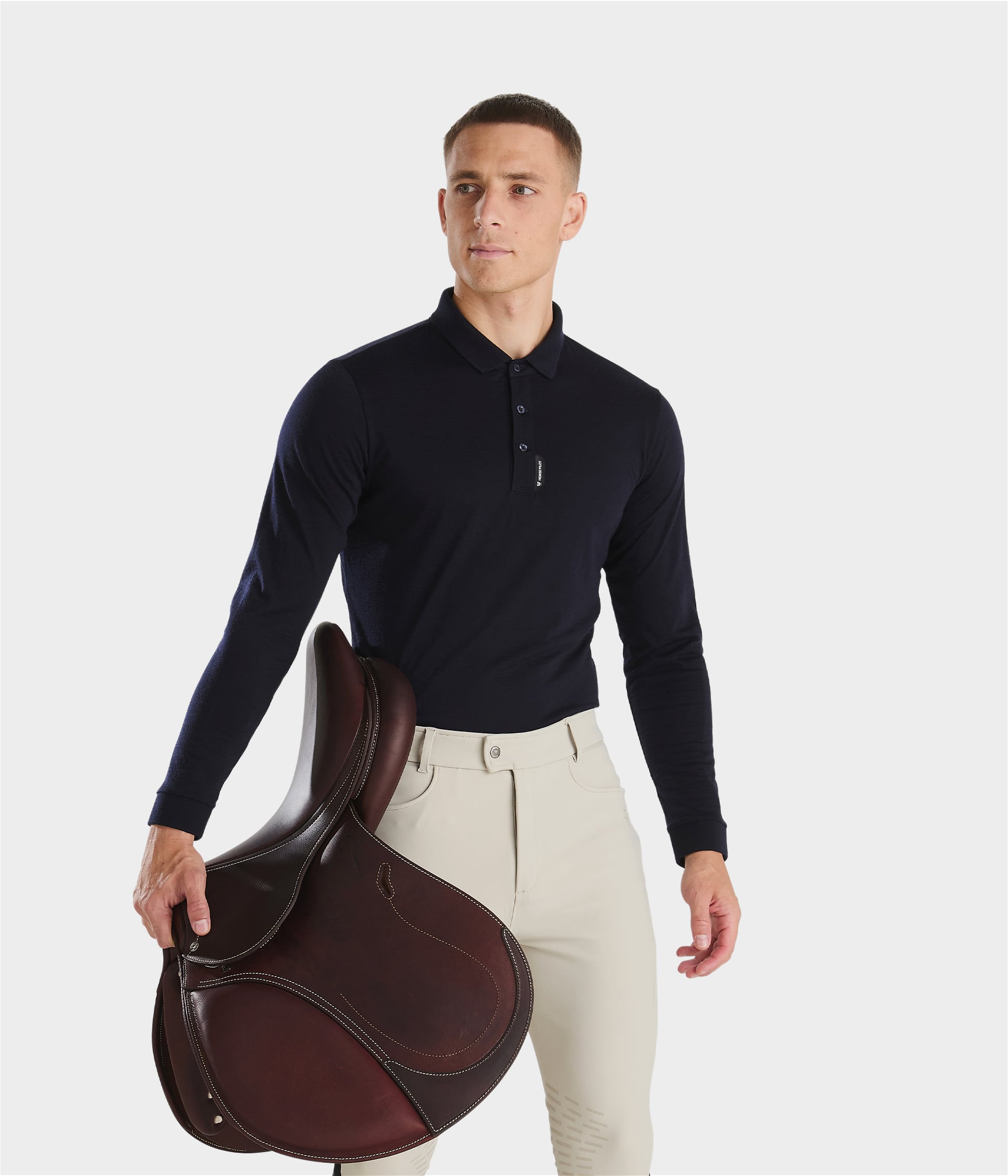 Men's Merino Wool Polo Shirt Horse Pilot para equitación - vista 3