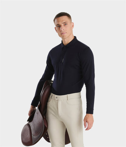 Men's Merino Wool Polo Shirt Horse Pilot para equitación