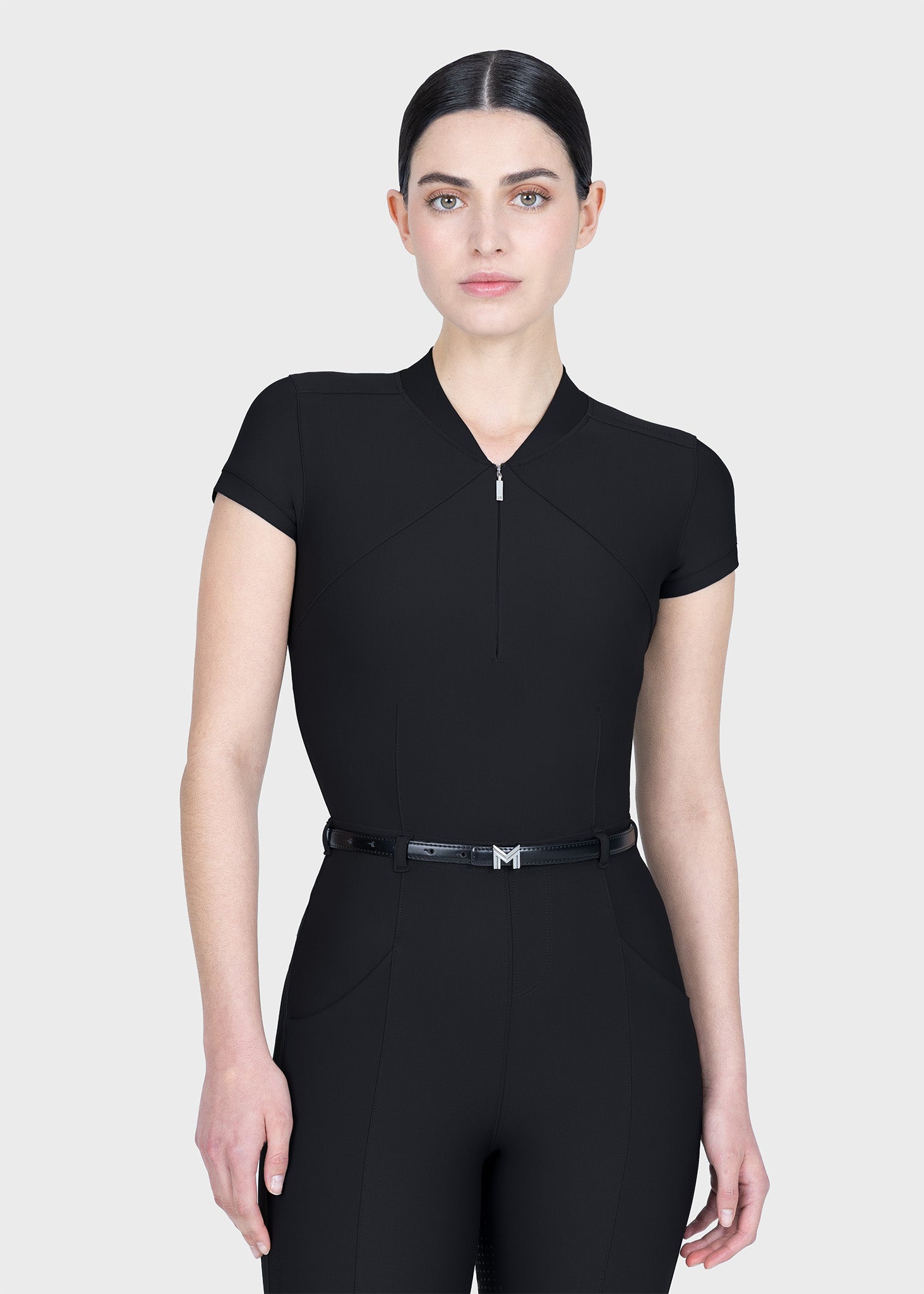 Camisetas Maximilian Equestrian Halo manga corta ropa técnica (Black) para equitación