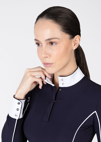 Camiseta técnica Maximilian Equestrian Nova Long Sleeve Show Shirt (Navy) detalle 4
