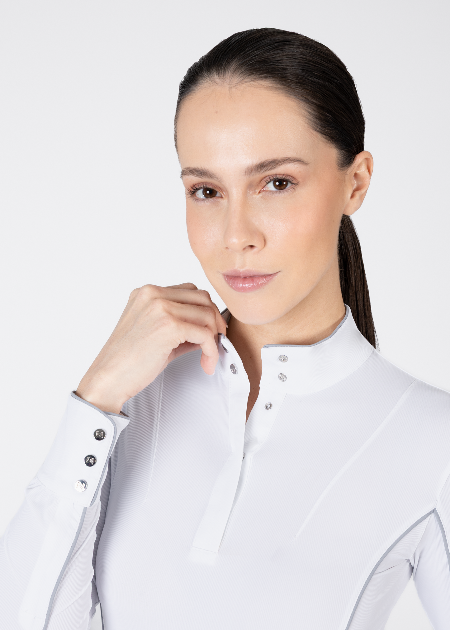 Camiseta técnica Maximilian Equestrian Nova Long Sleeve Show Shirt (White) detalle 2