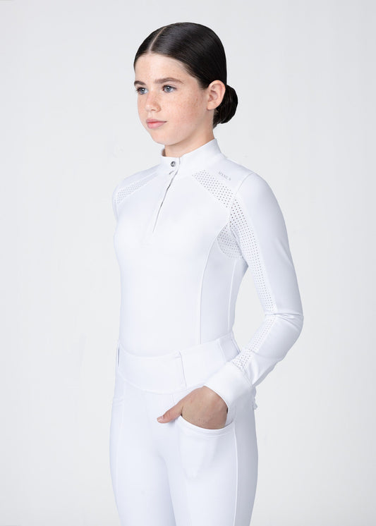 Camisetas Maximilian Equestrian YR Aveen manga larga Show Shirt (White) para equitación - vista 2